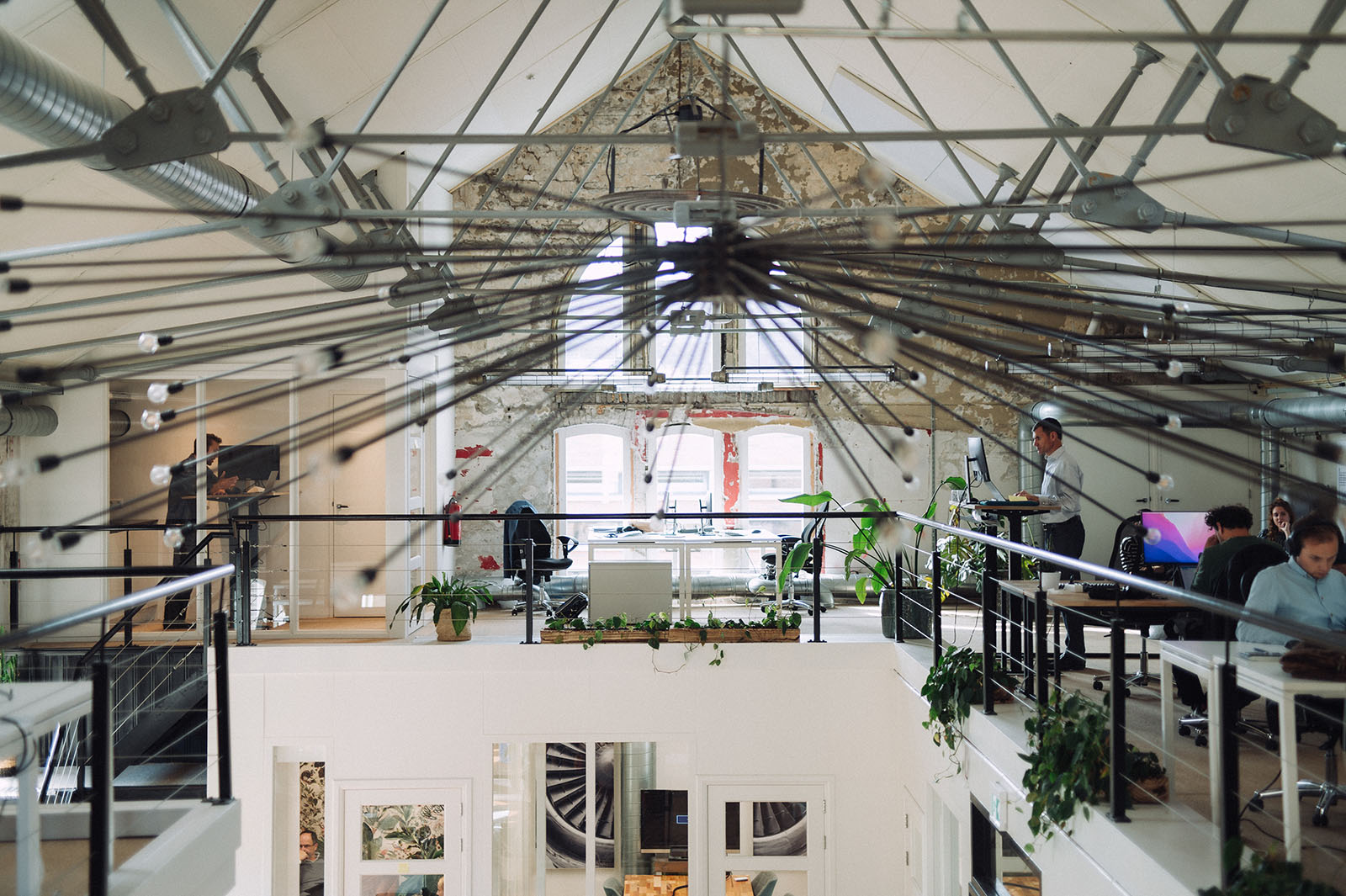 View from the first floor to the inside of the SkyNRG office in Amsterdam.